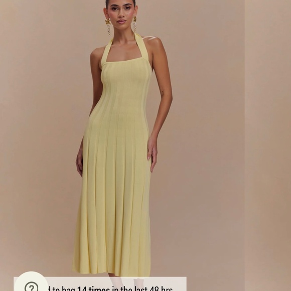 Meshki Dresses & Skirts - MESHKI- Jacqui Halter Knit Midi Dress - Lemon